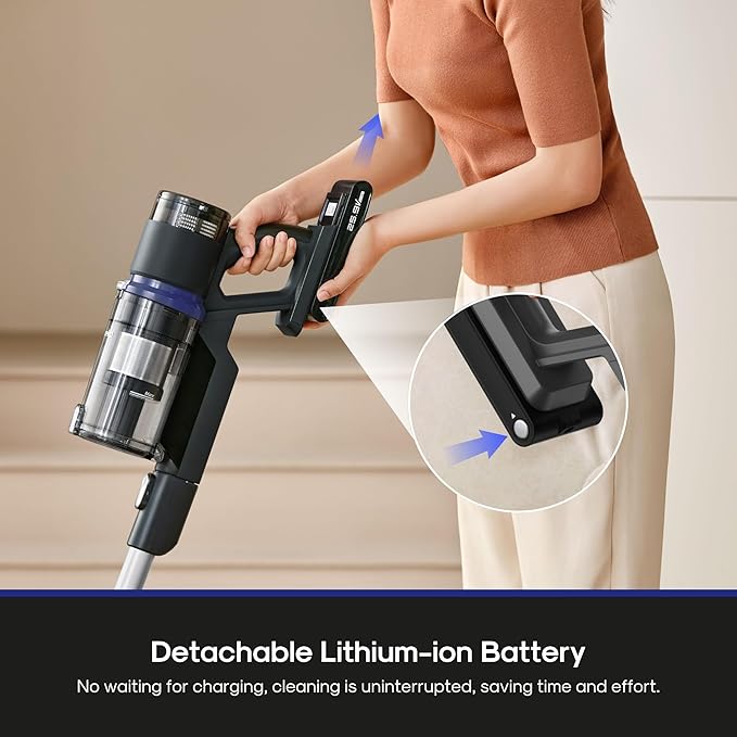 Eureka Cordless Vacuum Cleaner, Anti-Tangle Brushroll, Rechargeable Stick Vacuum, Lightweight for Carpet, Hard Floor, Pet Hair, Black NEC451BL