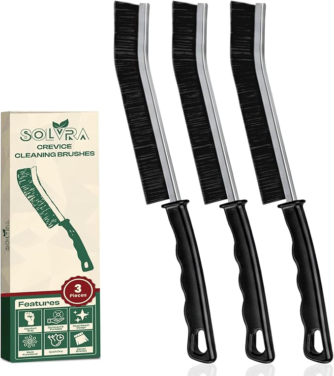 Crevice Cleaning Brush Set – 3Pcs Hard Bristle Cleaning Tools for Grout, Tile Floors, Gaps & Narrow Spaces – Small Grout Scrub Brush for Cleaning Bathroom, Shower, Window Tracks, Kitchen