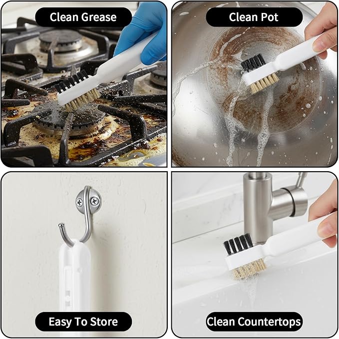 Kitchen Stove Cleaning Brush Scraper Tool Set Heavy Duty Stainless Steel Putty Scraper Stoves Deep Gas Stove Brass Wire Brushes Cleaning Brush Grime Rust Cleaner for Gas Cooktop Pot Pan