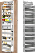 Mefirt Over The Door Organizer, 7 Tier Door Hanging Organizers with 7 Large Pockets 12 Side Pockets, Behind Door Storage Hanging Shelves for Closet Bathroom Bedroom Nursery