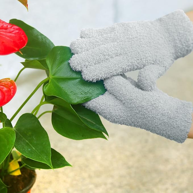 Evridwear Microfiber Gloves for Plant Dusting,Resuable Leaf Cleaning Glove for Houseplants,Blinds,Furniture and Small Objects