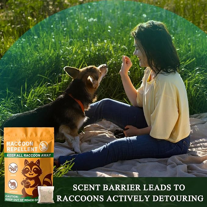 Natural Raccoon Repellent Granules | Eco-Friendly, Non-Toxic & Long-Lasting Protection with Garlic, Peppermint & Wintergreen Oils | Safe for Pets and Children |10-Pack (25g per Bag)