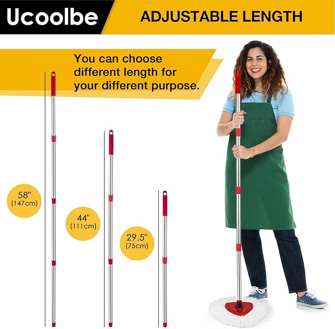 Spin Mop Replacement Handle Compatible with O-Cedar Spin Mop & Bucket System, 4-Section 30" to 58" Mops Handle Replacement Stick for Floor Cleaning, Mops Head & Base Not Include