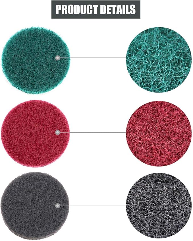 Glarks 16Pcs 5 Inch Drill Power Brush Tile Scrubber Scouring Pads Cleaning Kit with 5 Inch Disc Pad Holder for Bathroom & Kitchen Cleaning, 3 Different Stiffness (Red, Gray, Green)