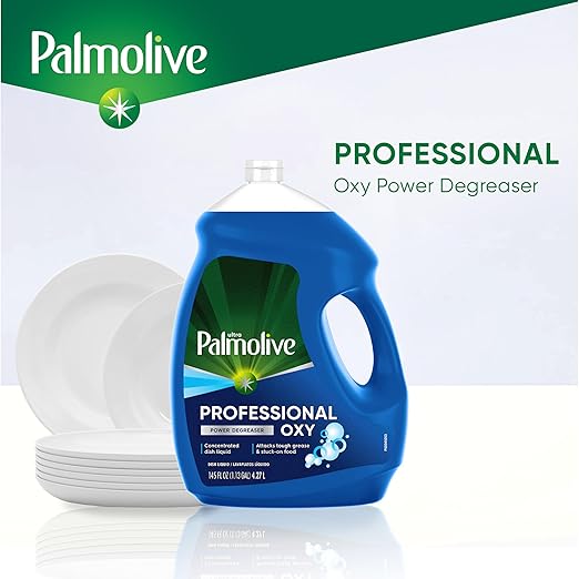 Palmolive Professional Dishwashing Liquid Dish Soap, Oxy Power Degreaser - 145 Fluid Ounce(Pack of 4)