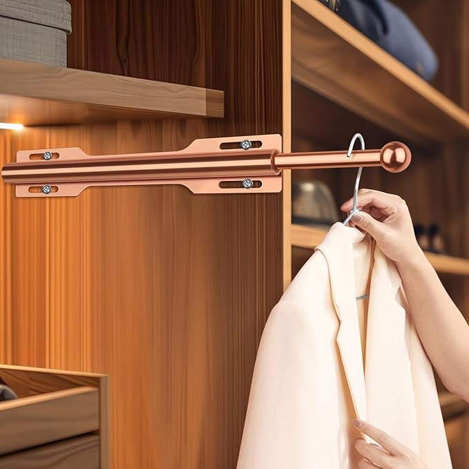 FIRJOY 12" Valet Rod for Closet Pull Out (2 Pack, Rose Gold)