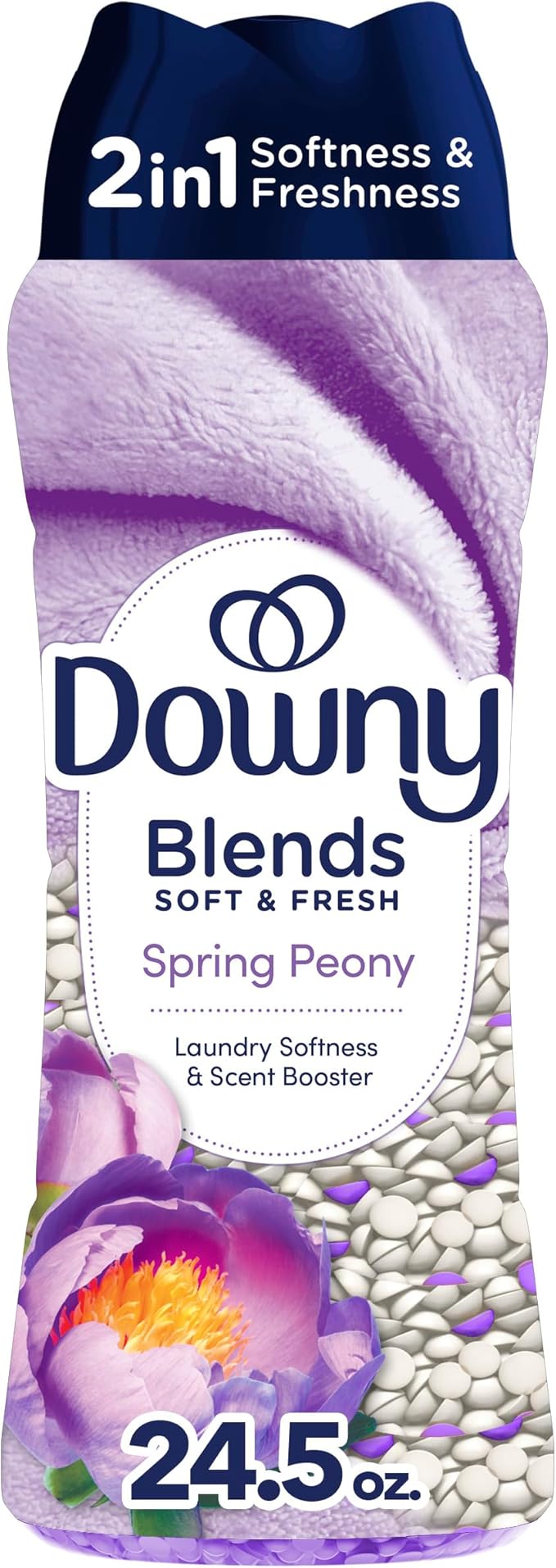 Downy Blends 2-in-1 Soft & Fresh Laundry Scent Booster Beads, Spring Peony Scent, 24.5 OZ, Laundry Softness and Scent Booster