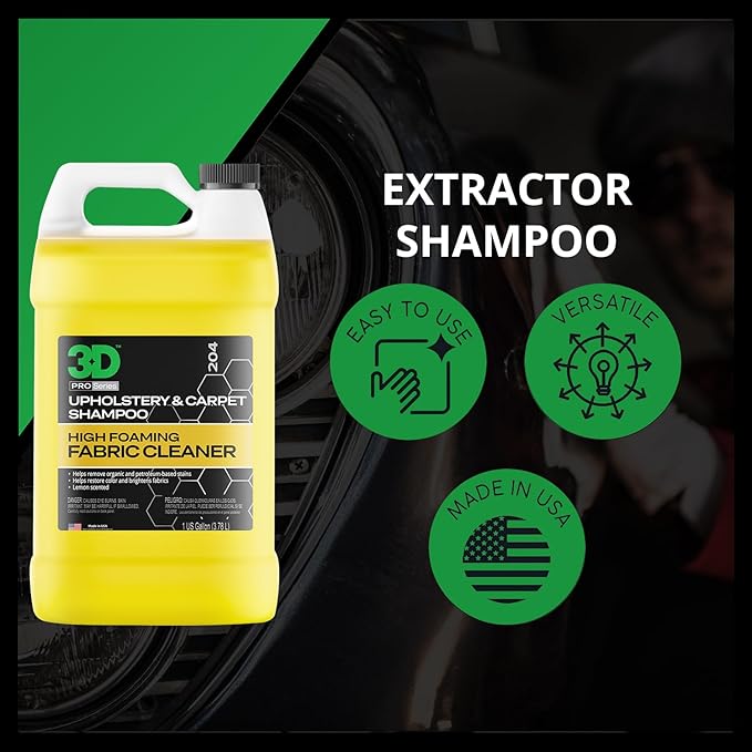 3D Extractor Carpet Cleaner Upholstery Shampoo – Ultimate Carpet & Upholstery Cleaning Kit – Low Foam & High Foam Stain Remover Duo – 1 Gallon Each