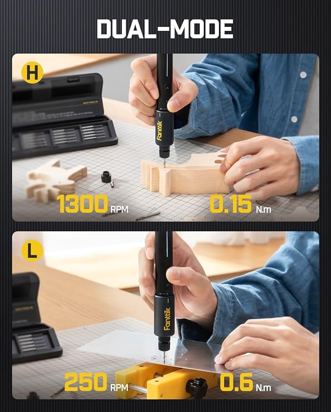 Fanttik K2 Nano Power Drill, Hand Drills, 20 Bits, 800mAh Rechargeable, Tool Kit for DIY Projects, Shells, Plastic, Jewelry, PCB, Aluminum Plate