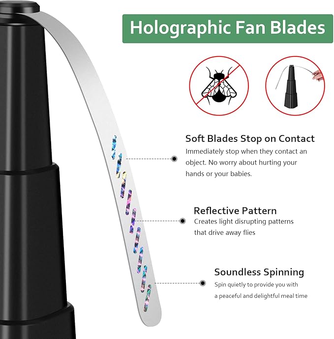 Fly Fans for Tables 4 Pack - Portable Automatic Picnic Table Food Repellent Fans Spinner for Restaurant, Party, Home