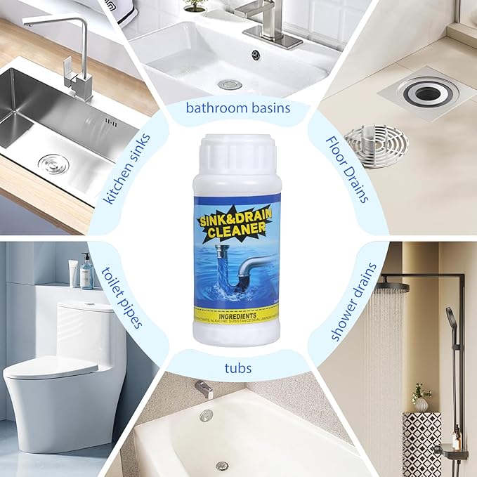Powerful Sink Drain Cleaner - Fast Foaming Pipeline Dredging Agent for Kitchen Sink,Bathroom & Shower,Toilet Pipes (3pcs, sky blue)