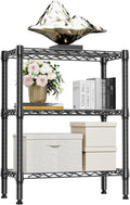 M MZG 750 lbs 3 Tier Shelf Metal Storage Shelves Wire Rack Closet Organizers for Garage Kitchen Bathroom Laundry Black 11.8" D x 25.6" W x 31.5" H
