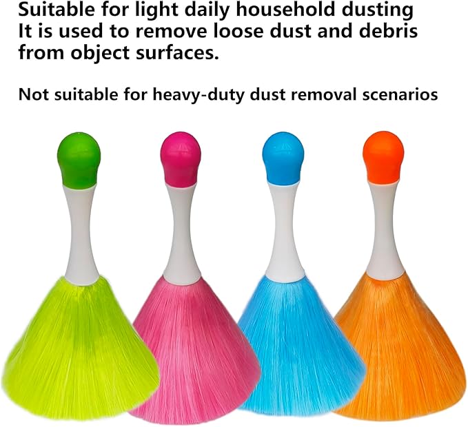 4 Pack 8" Hand Grips Microfiber Washable Duster, Suitable for Light Daily Household Dusting, Electrostatic Feather Duster Brush,Cleaning Supplies for Book,Screen,Sofa,Car,Furniture,Photo Frames