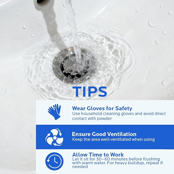 Sink Drain Cleaner Powder: Drain Clog Remover for Kitchen Bathroom Tubs and Showers - Improve Water Flow and Support Home Plumbing (400g)