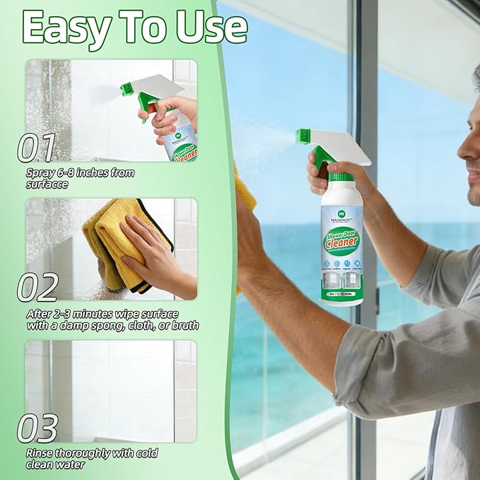 Bathroom Glass Cleaner Spray - Removes Limescale, Soap Scum, and Oil Film, Streak Free Instant Shine for Mirrors, Tiles & Shower Doors | No Residue, Vinegar-Free Formula, 200ml