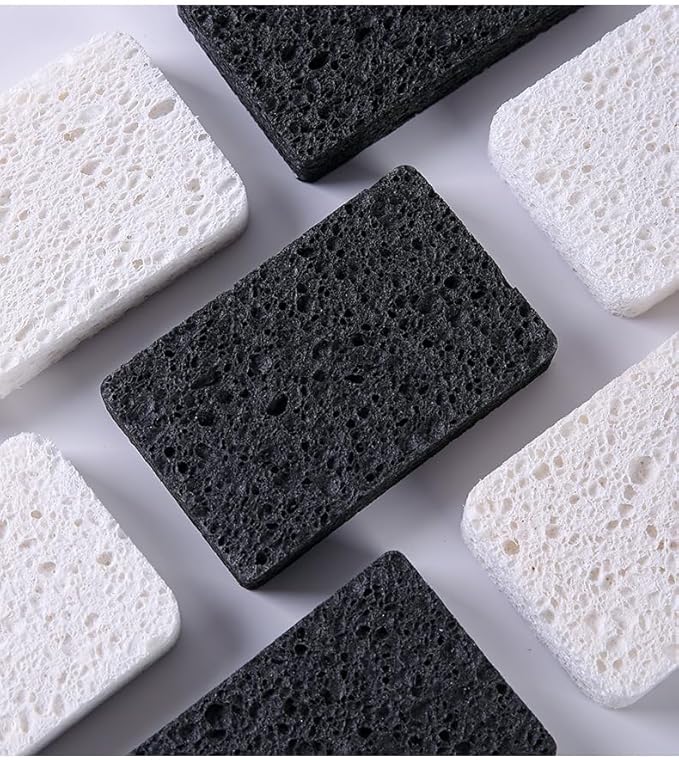 6 - Pack Non-Scratch Scrub Sponges - Sponges for Dishes and Washing Dishes, Cleaning Sponges for Kitchen Home Office, Magical 3D DIY Art and Craft Suppliers（Black&White）