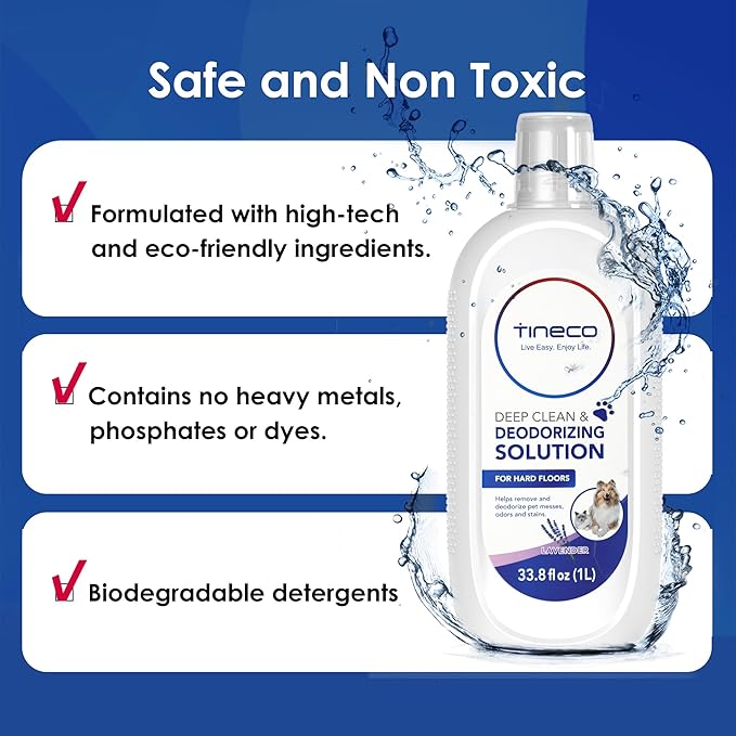 Tineco Floor Cleaning Solution 1L (33.8oz), Lavender Scent, Deep Cleaner for Multi-Hard Floors, Compatible with iFLOOR & FLOOR ONE S3/S5/S6/S7/S9 Artist & S6/S7/S9 Master Series, Non-Steam Compatible