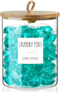 Glass Laundry Pods Container, Half Gallon 2 Liter Laundry Jars with Wood Lids for Laundry Room Organization and Storage, Powder Detergent Holder for Laundry Room Decor and Accessories
