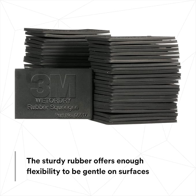 3M Wetordry Rubber Squeegee 05517, 2-3/4 in x 4-1/4 in, Comfort Fit, Flexible, For Wet Sanding