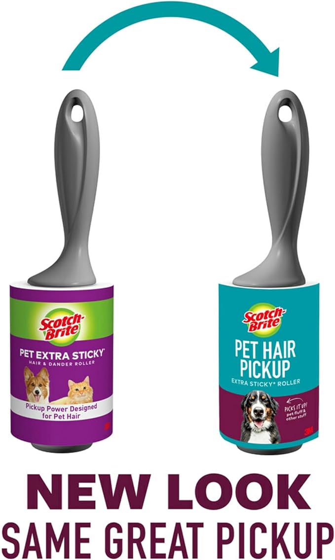 Scotch-Brite Pet Extra Sticky Lint Roller for Pet Hair, Furniture and Clothes, 70 Sheets (Pack of 2)