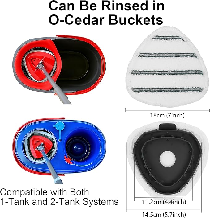 4 Pack Microfiber Flat Mop Head Refills for O-Cedar EasyWring & RinseClean Systems, Easy to Clean Corners, Ceilings, Walls