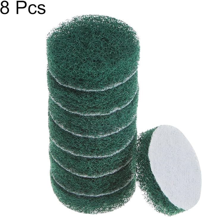 HARFINGTON 8pcs Drill Power Brush 2 inch Tile Scrubber Scouring Pads 180-240 Grit for Bathroom Kitchen Household Cleaning