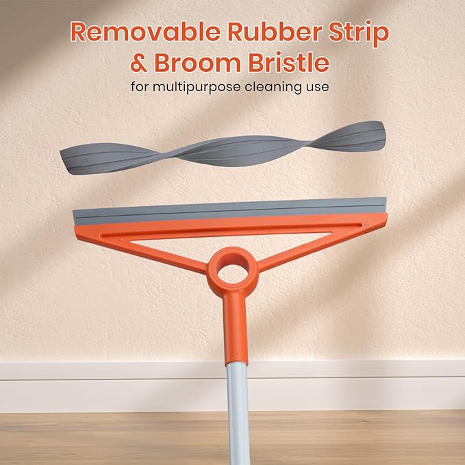 MAVRIZ Air Broom with Removable Rubber Strip and Broom Bristle, Squeegee Broom for Indoor Cleaning, Multifunctional Floor Squeegee for Dust, Hair, Liquids