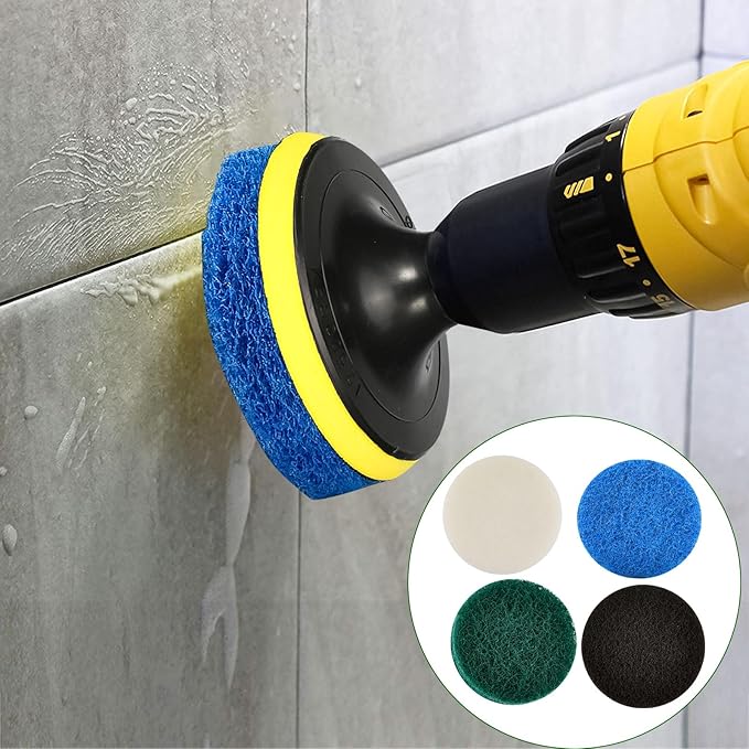 32pcs Electric Cleaning Brush Pad Set, 8 Foam Pads 8 Kitchen Mats 8 Performance Pads 8 Microfibre Pads, Power Scrubber Scour Replacement Pads fit for Dremel Versa Cleaning Brush