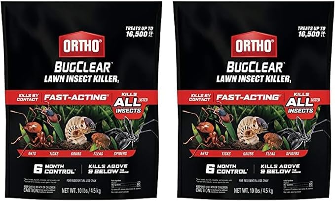 Ortho BugClear Lawn Insect Killer1: Treats up to 16,500 sq. ft., Protect Your Yard & Garden Against Ants, Spiders, Ticks, Armyworms, Fleas & Grubs, 10 lbs. (Pack of 2)