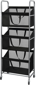 STO STO 3-Tier Vertical Rolling Laundry Hamper with Removable Bags, 120L Stackable Laundry Sorter Basket, Clothes Hamper with Wheels for Small Spaces, Closet, Bedroom, Bathroom, Laundry Room, Black