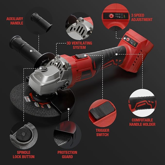 Angle Grinder Cordless for Milwaukee M18 18V Battery, Brushless, Cordless Grinder 4 1/2", Variable Speed, Electric Power M18 Angle Grinder Tool for Grinding Cutting Polishing (Battery Not Included)