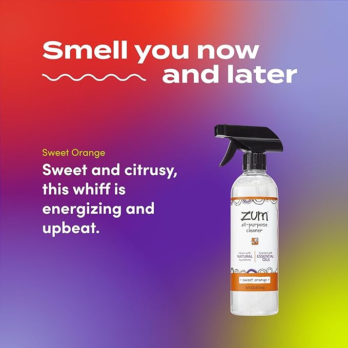 Zum by Indigo Wild All-Purpose Cleaner - Natural Multipurpose Cleaner Made with Essential Oils, Baking Soda & More - Sweet Orange, 16 fl oz