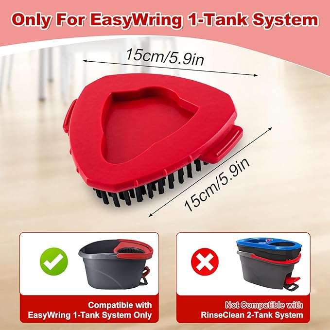Scrub Brush for O-Cedar, Scrubber Mop Head Compatible with Ocedar Spin Mop Easy Wring 1 Tank,Upgraded Full Bristle of Cedar Scrubber Attachment,Floor Scrubber Brush,Wall Tile Bathroom Scrubber,2 Pack