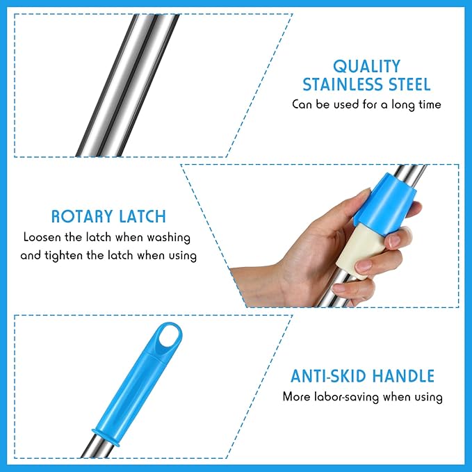 Spin Mop Replacement Handle 360 Degree Spin Mop Pole Handle Replacement Rotating Telescopic Stick for Head Replace Spinning Household Cleaning Accessories for Home(Cute Blue)