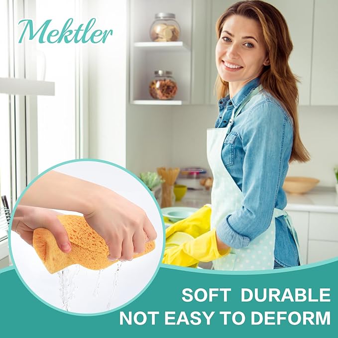 Extra Large Dish Sponges Kitchen for Cleaning, Natural Cellulose Sponges Reusable and Biodegradable, Non Scratch Sponge for Cleaning Household Use (2-Pack)