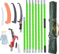 Manual Pole Saw for Tree Trimming, 27 FT Manual tree purner with 8 Fiberglass Handles, Sharp steel Blade and Scissors, Easy to Carry and Extendable Design for Tree Maintenance, Green