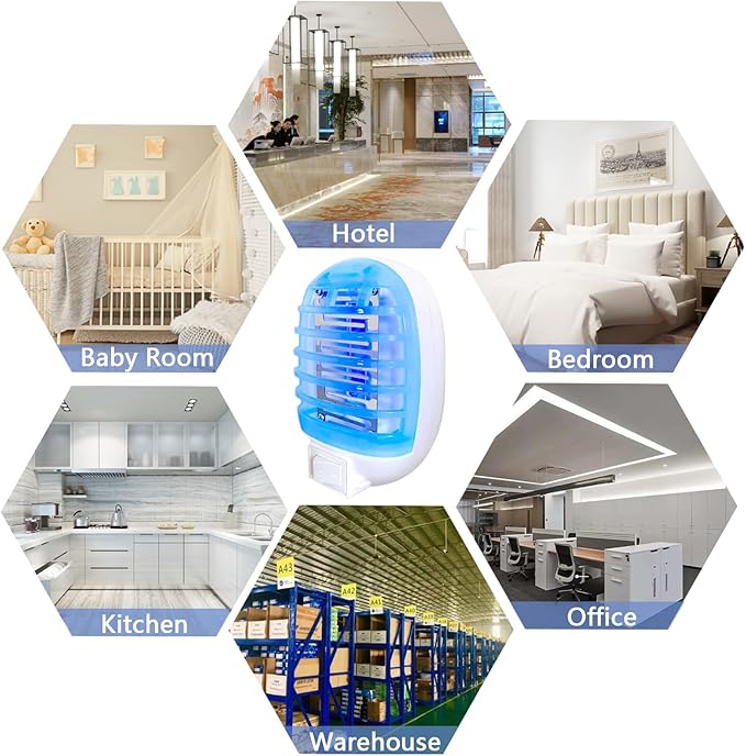 Bug Zapper Indoor,Fly Traps,Flying Insects,Electronic Insect Killer Fly Insect Trap Plug-in Mosquitoes Killer Mosquito Zapper with Blue Lights for Living Room,Kitchen,Bedroom,Office(2Packs)