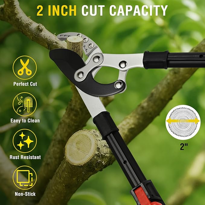 Yesker 27-35" Extendable Loppers for Tree Trimming Heavy Duty Tree Trimmer Bypass Loppers with Compound Action Sharp Anvil Blade up to 2 Inch Cut Capacity Branch Cutter Chops Thick Branches Ease