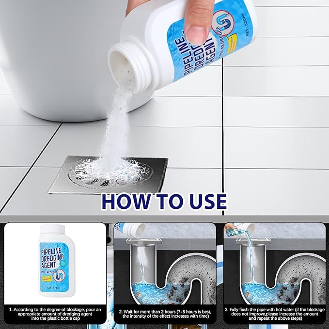 Powerful Pipe Dredging Agent,Pipeline Dredging Agent,Powerful Quick Cleaning Drain,Kitchen Sink Drains and Pipe Cleaner,for Kitchen Bathroom Toilet (2Pcs)