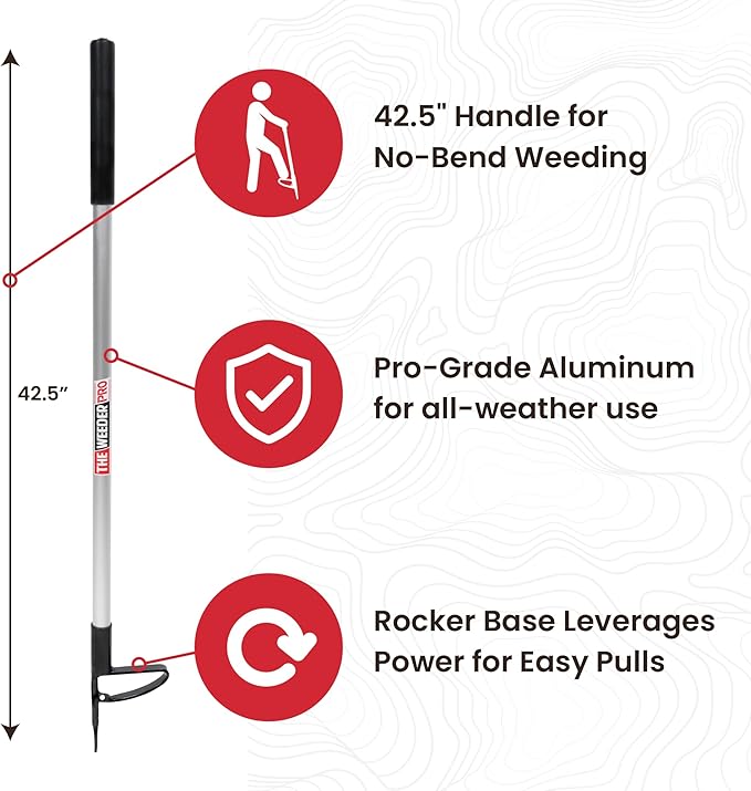 Farmhand WeederPro – 42.5" Stand-Up Weed Puller Tool for Deep Root Removal | No Bending or Kneeling | Heavy-Duty Manual Garden Weeder for Effortless Use