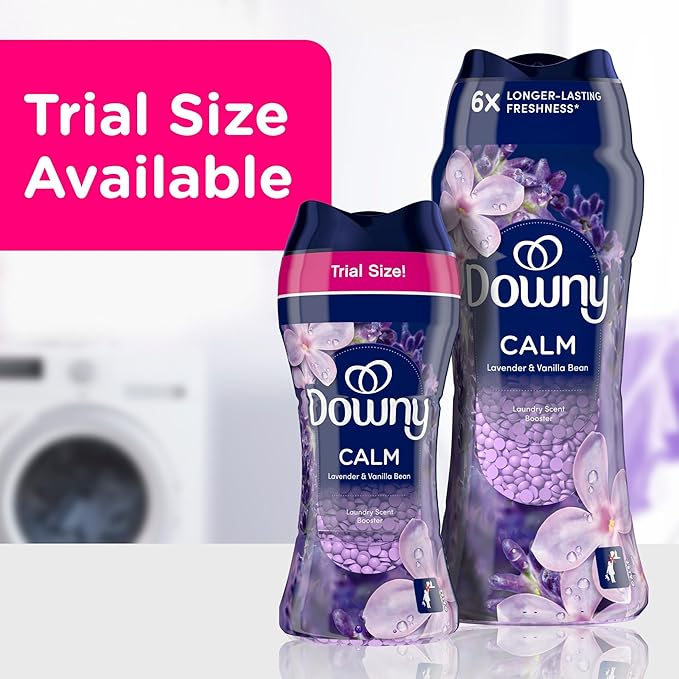 Downy Calm In-Wash Laundry Scent Booster Beads, Soothing Lavender and Vanilla Bean scent, 12.2 OZ, laundry scent beads, Long-lasting Freshness (Packaging May Vary)