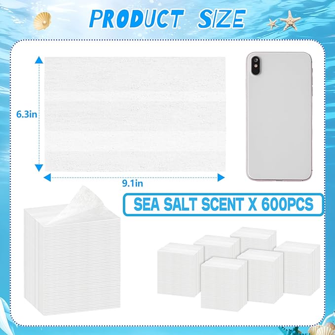 600 Count Dryer Sheets Bulk Fabric Softener Ocean Breeze Scent Dryer Sheets Naturally Softens and Removes Static Cling, Ideal for Large Households, Sensitive Skin