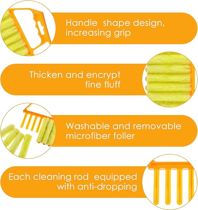 Geiserailie 2 Pcs Window Venetian Blind Cleaner Duster Tool Washable 7 Fingers Dusting Cleaner and Air Vent Shutter Brush Blinds Air Conditioner Fan Duster Dirt Housekeeping Tool (2 Color)