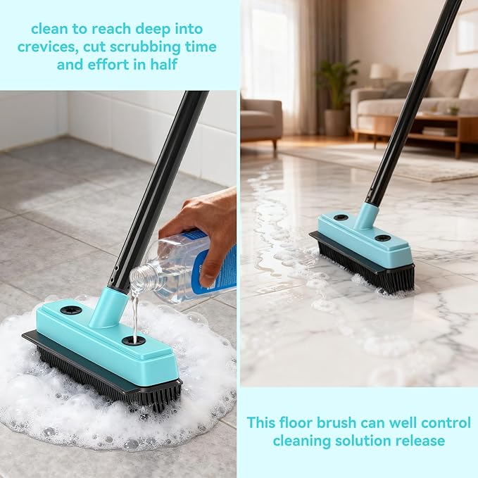 Floor Squeegee with 180° Rotating Head,with Rubber Broom for Carpet Pet Hair Remover,air Broom,for pet Removal Fluff Carpet, Hardwood Floor, Cleans Glass, Fine Dust, Hair, Liquid (Black)