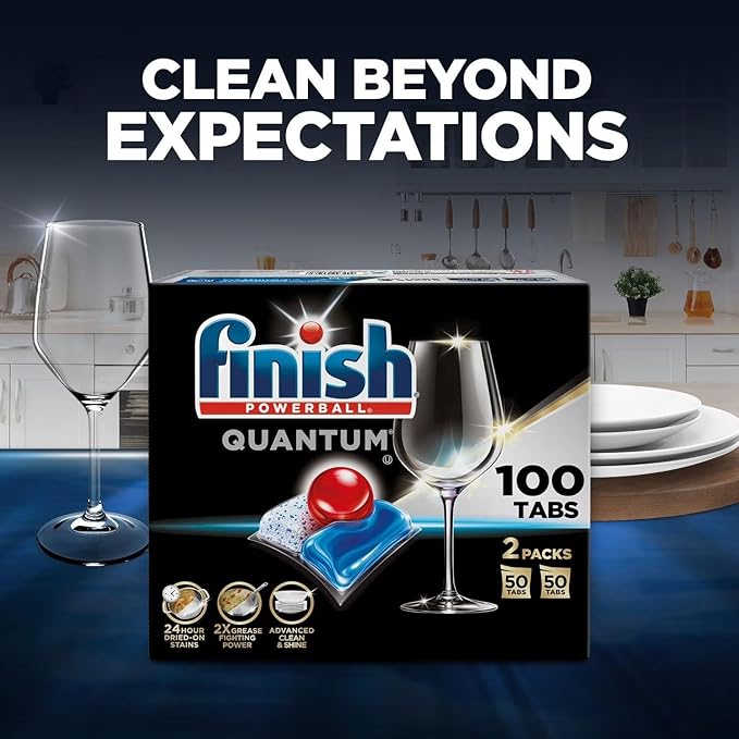 Finish Quantum Powerballs Dishwashing Detergent Gel Tabs 3.52 Lb, 100 Tabs