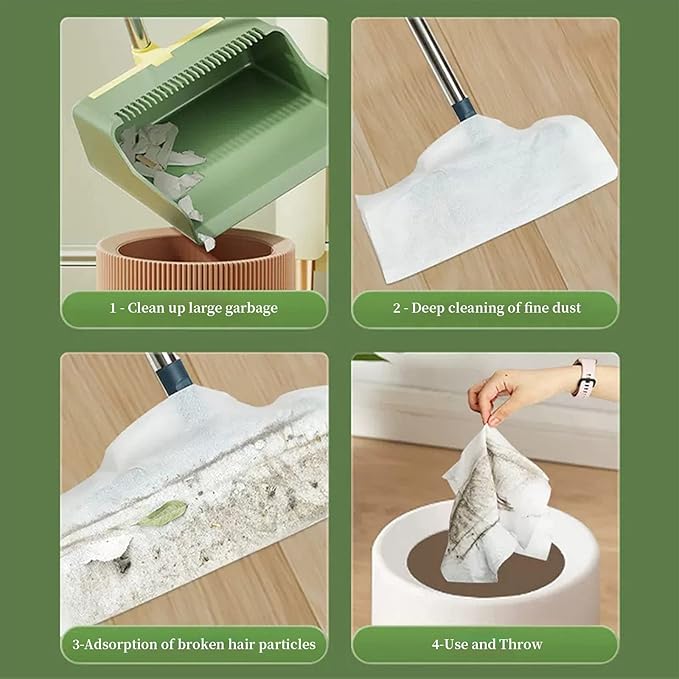 Broom and Dustpan Set, Broom with Dustpan Combo Set Hand Brooms for Home & Kitchen with Elongated Tooth Comb, Long Handle Upright Stand Up Outdoor Brooms, Household Cleaning Supplies Home Essentials
