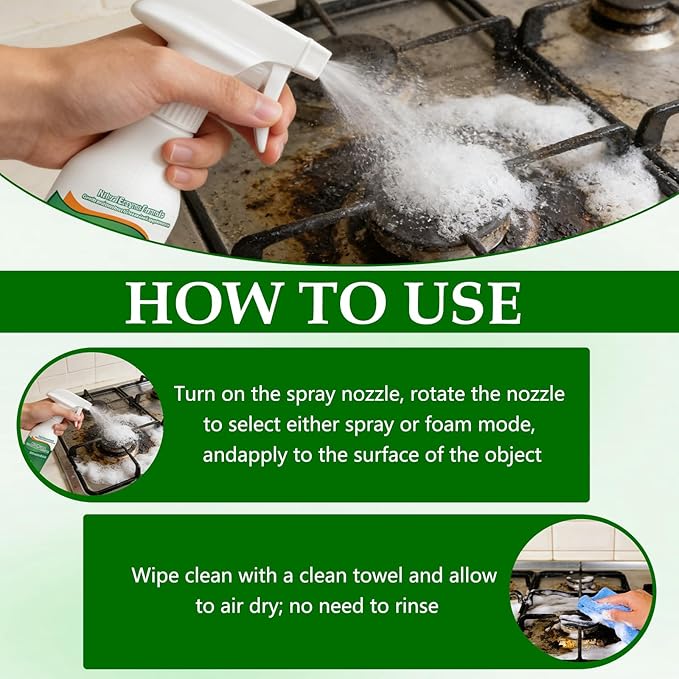 Ion Kitchen Cleaner Spray, Kitchen Oil Stains Cleaner, Kitchen Multi-purpose Foam Cleaner Spray for Appliance/Hold/Oven/Stove/Sink Range Hood, Clean Up Kitchens Oil Stains