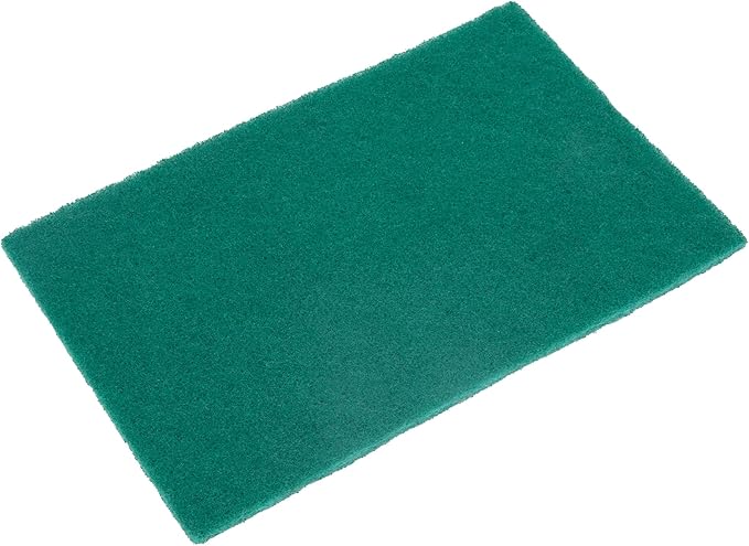 Restaurantware-RW Clean 9 Inch x 6 Inch Scouring Pads, 10 No-Scratch Green Scrub Pads - Heavy-Duty, No-Abrasive, Green Polyester Scrub Pads For Cleaning, For Scraping, Cleaning, Or Scrubbing,