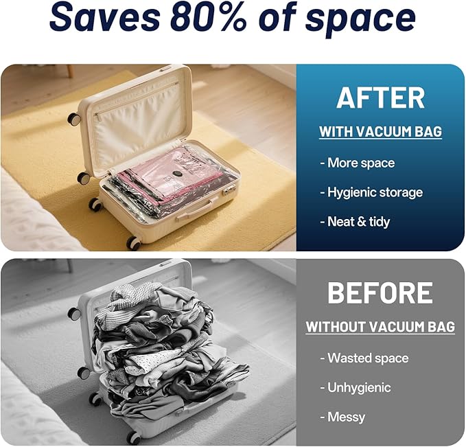 UPGOGO Travel Vacuum Bags for Luggage with Portable Electric Pump,Vacuum Seal Bags for Clothing,Packing Cubes Compression,Cruise Ship and Travel Essentials(Combo 9 Pack)