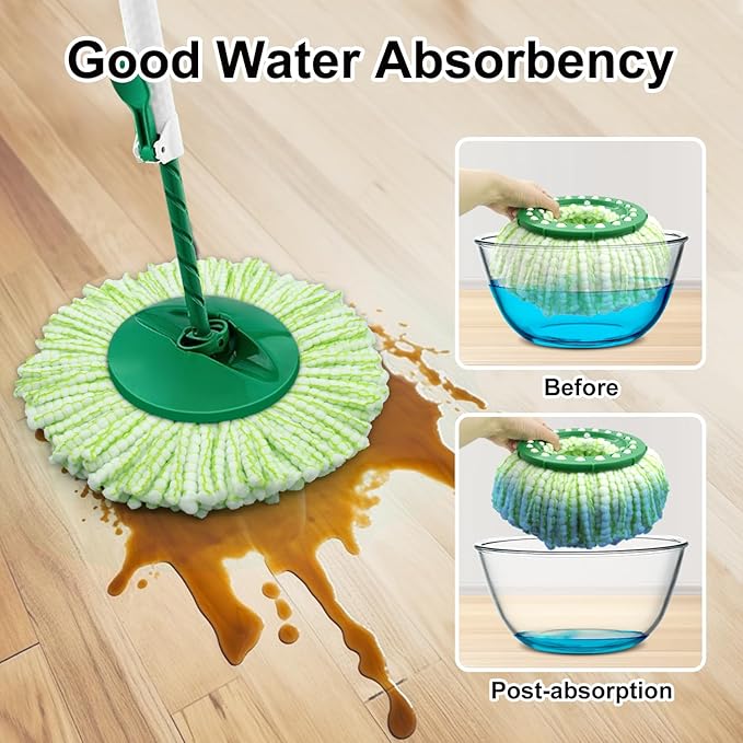 Tornado Spin Mop Head ONLY Compatible with 𝗡𝗲𝘄 𝗟𝗶𝗯𝗺𝗮𝗻 𝐓𝐨𝐫𝐧𝐚𝐝𝐨 𝗦𝗽𝗶𝗻 𝗠𝗼𝗽 𝗦𝘆𝘀𝘁𝗲𝗺, Washable & Reusable Libman Mop Head Replacement Refill for Tornado Mop (NOT for Old Version)